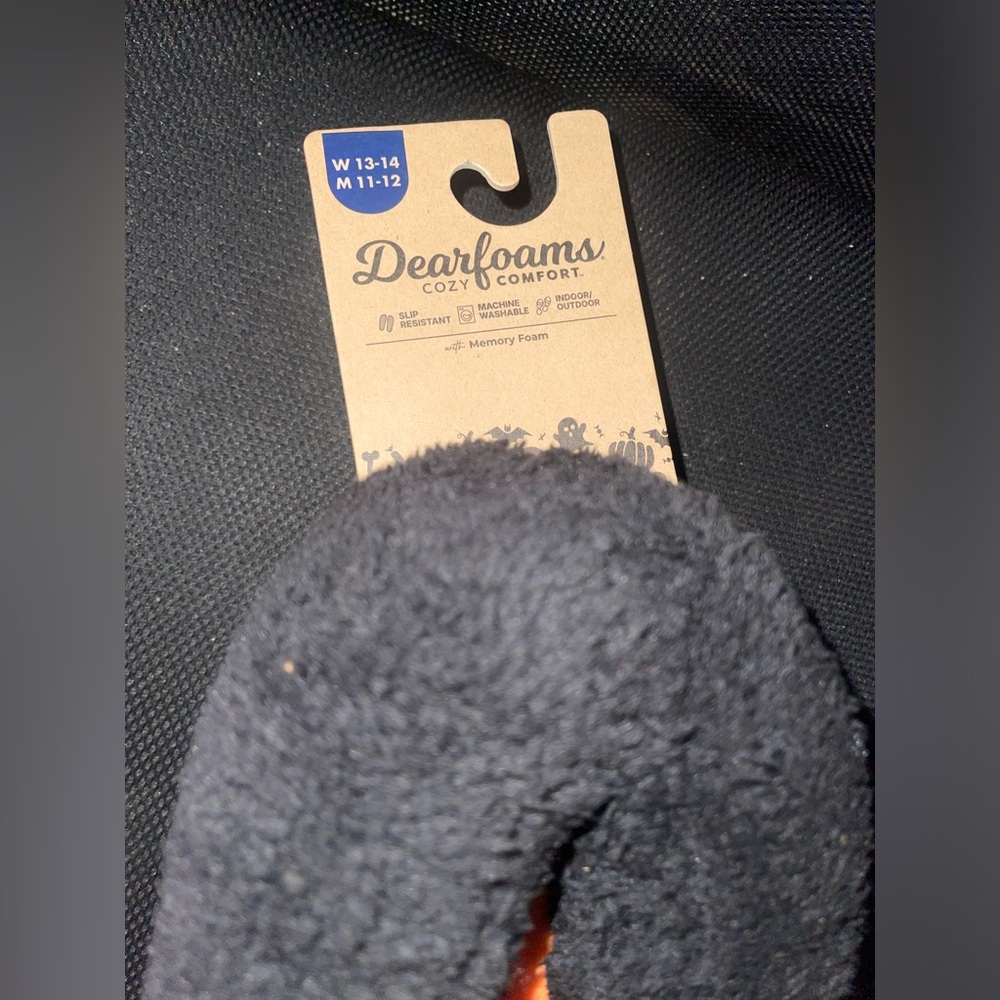 Dearfoams Cozy Comfort Unisex Black Cat Closed Back Slippers - Picture 4 of 4
